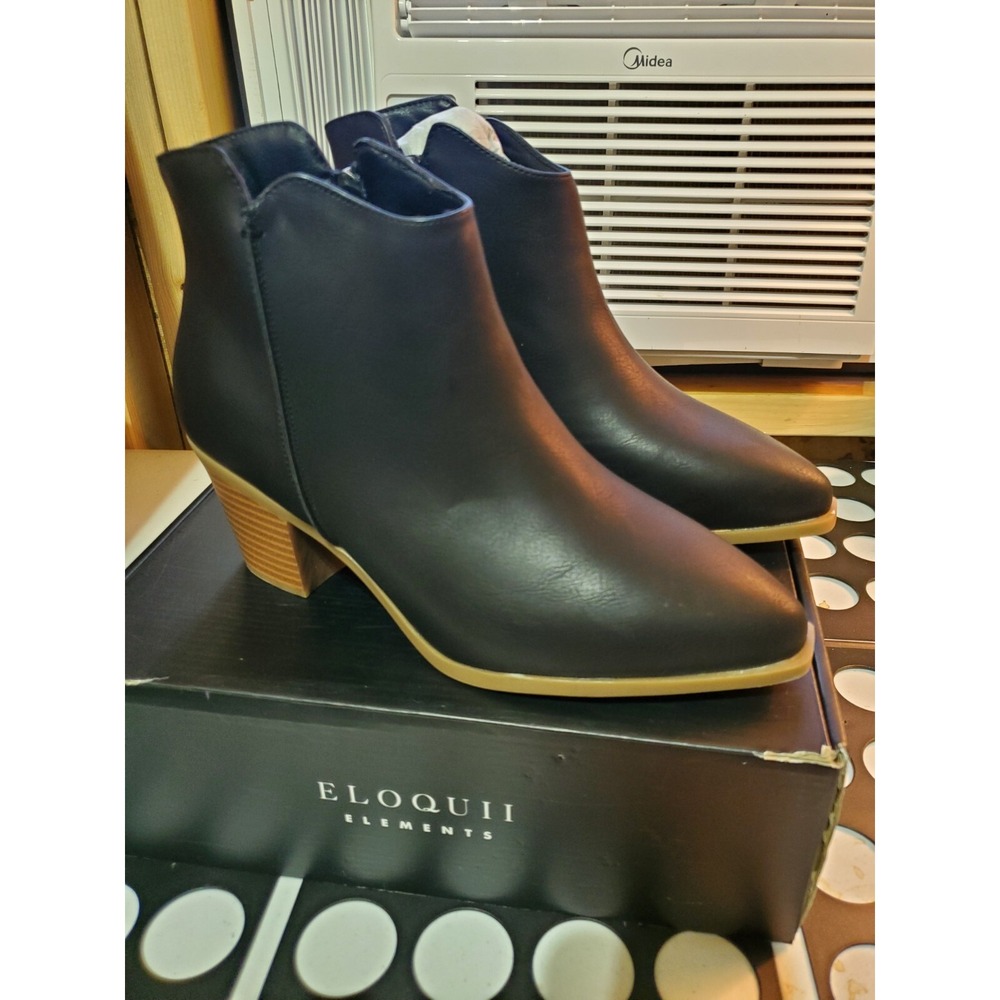 New Eloquii Black Ankle Boot Size 8 1/2"W with Box 2 1/2" Heel
